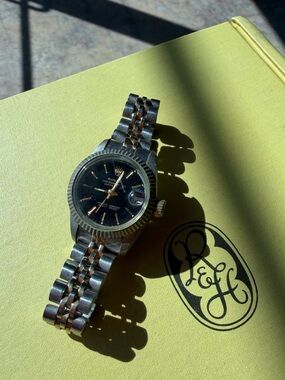 Vintage Two-Tone Stainless Steel Ladies Datejust Watch - Black Dial